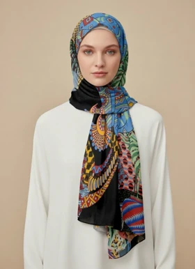 روسری قواره دار طرح چهره