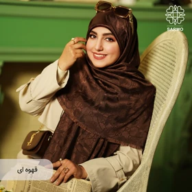 روسری ژاکارد رونا فلورال (قهوه‌ای)