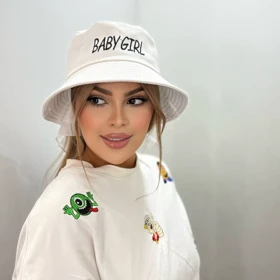 کلاه باکت کتان گلدوزی baby girl
