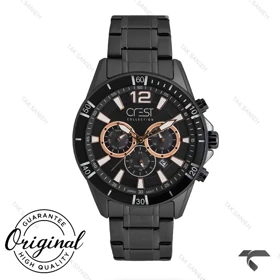 ساعت کرست مردانه 6304-4 صفحه مشکی بند مشکی Crest-10936-G