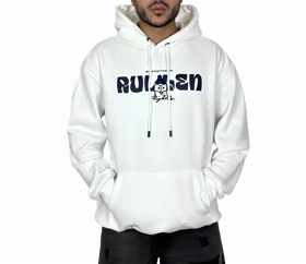 هودی سفید اسپرت کلاهدار مردانه مدل RULGEN - جنس دورس توکرکی (گرم)