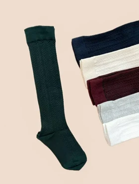 جوراب ساق بلند زیر زانو زنانه طرح گندمی برجسته