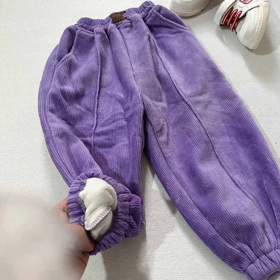 شلوار مخمل کبریتی لاینردار بنفش اورجینال