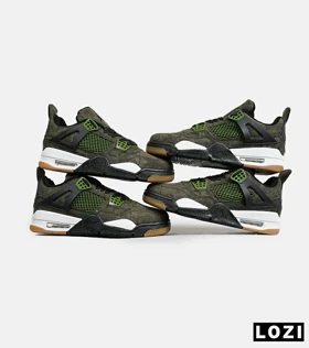 کفش کتانی ساق‌دار مردانه و زنانه سبز Jordan 4 x Kaws مدل 6887