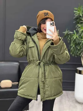 کاپشن چهار جیب کمر دار