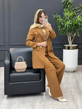 ست مانتو شلوار شش دکمه طلایی