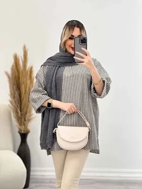 مانتو یقه چاک آستین پاکتی