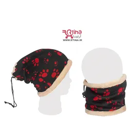 کلاه اسکارف زنانه و دخترانه مشکی زمستانی بند دار