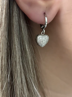 گوشواره قلبی نگیندار آویزی ژوپینگ کد 1083
