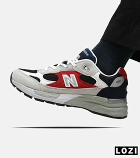 کفش کتانی سفید طوسی قرمز Newbalance 992