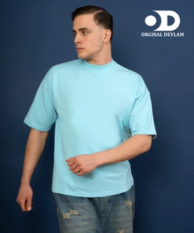 تیشرت لش فیروزه ای بیسیک پارچه ماکان درجه یک دونخ گرماژ بالا تضمین کیفیت