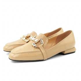 کفش کالج زنانه مدل Flat shoes - 0036_Creamy