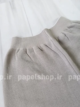 ست بافت یقه گرد و شلوار بگ طرح پایین راه راه