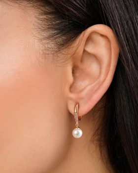 گوشواره حلقهای نگین و مروارید ژوپینگ