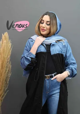 مانتو بلند ترکیبی کمرگت