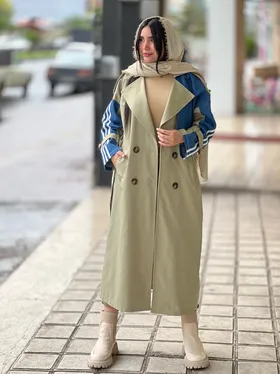 ترنچ کت ترکیبی جین کد 634