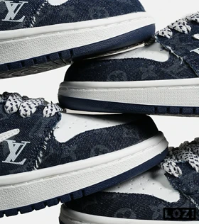 کفش کتانی مردانه و زنانه سفید سرمه ای NIKE LOUIS VUITTON x travis scott
