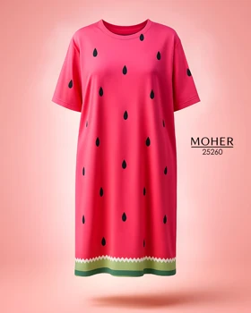 پیراهن طرح هندوانهای زنانه سایز بزرگ