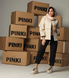 کت کنفی Pinki 1229 کرم طرح دار