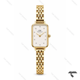 ساعت زنانه DW مستطیل طلایی صفحه سفید نگینی DW-11495-L