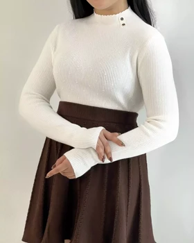 پلیور بافت یقه ایستاده 2 دکمه کد 5384