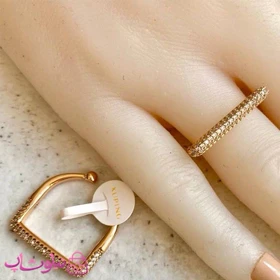 انگشتر زنانه ژوپینگ مدل مربع (خطی) نگین‌دار کد 3991