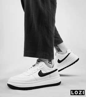 کفش کتانی بزرگ پا سفید مشکی نایک NIKE AIR FORCE مدل 5105