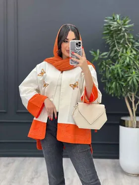 مانتو لینن ترکیبی طرح پروانه