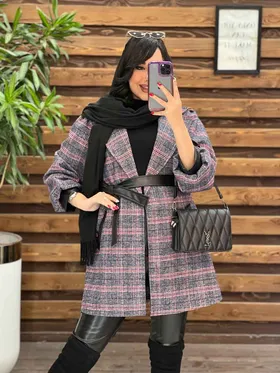 پالتو طرحدار سرآستین چرم