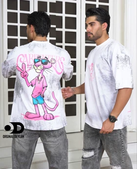 تیشرت لش باکسی پنبه ماکان طرح Pink Panther (پشت گرافیکی)