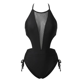 مایو مونوکینی Cupshe مدل Mesh Cutout & Ruched – طراحی مدرن با جزئیات بندکشی و پنل توری