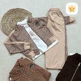 ست 3 تکه سویشرت و تیشرت و شلوار دخترانه جنس عالی مناسب 2 تا 6 سال