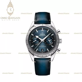ساعت مچی امگا اسپیدمستر کورنوگراف بند چرم و صفحه آبی Omega Speadmaster