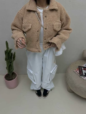 کت تدی جیب دکمه دار