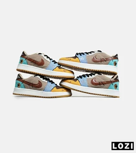 کفش کتانی مردانه و زنانه قهوه آبی خردلی NIKE jordan Vodoo مدل 6750