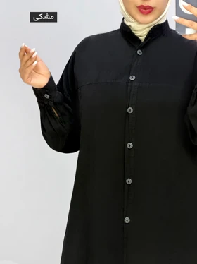 مانتو جلودکمه لینن دومان کد 20145566 (مشکی)