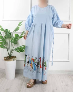 پیراهن لینن چاپ طرح بازار 6146