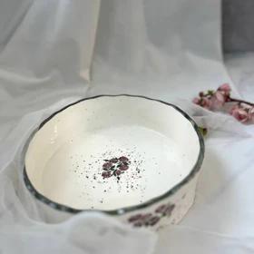 ظرف لبه دار 20 بلندگل سرخی