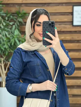 مانتو جین جیب پاکتی پایین هلالی