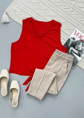 تاپ کرپ ساتن گره‌ای کد 4048