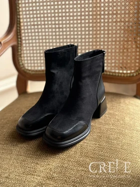 نیم بوت مخمل چرم پاشنه 5/5 سانت