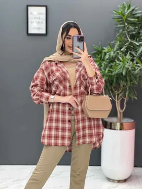 مانتو چهارخونه دو جیب