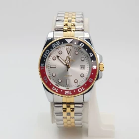 ساعت مردانه رویال فورس RoyalForce RF0209M با موتور کوارتز و طرح رولکس (بند طلایی نقره ای صفحه نقره ای)