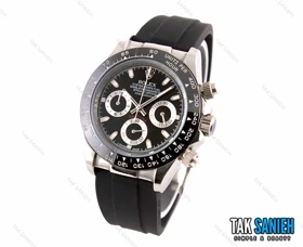 ساعت رولکس مردانه دیتونا بند رابر سیلور مشکی Rolex-2579-G