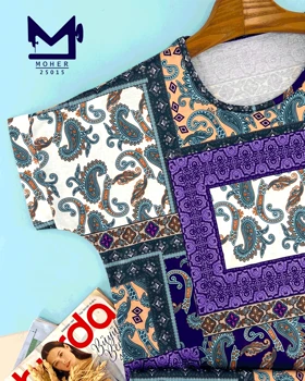 پیراهن ماکسی راحتی سایز بزرگ طرح پچ‌ورک