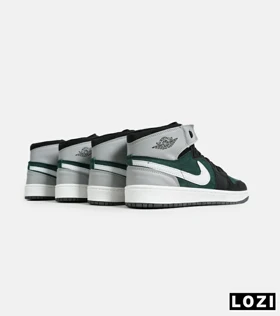 کفش کتانی ساق‌دار طوسی سبز مشکی مردانه Nike air jordan 1