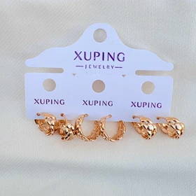 گوشواره حلقه‌ای طرح بافت ژوپینگ