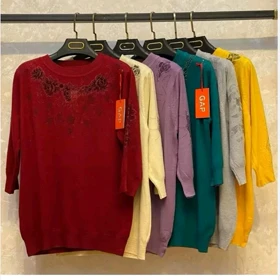 بلوز بافت زنانه گپ مجلسی کار شده ترک