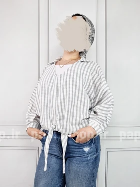 شومیز جلوبسته لمه دار جلو گره‌ای
