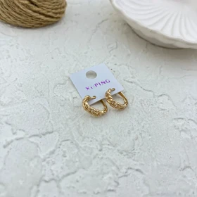 گوشواره زنانه حلقه‌ای طرح زنجیری ژوپینگ، شیک و بادوام